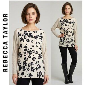 Designer! - REBECCA TAYLOR, 100% silk long sleeve animal print t-shirt